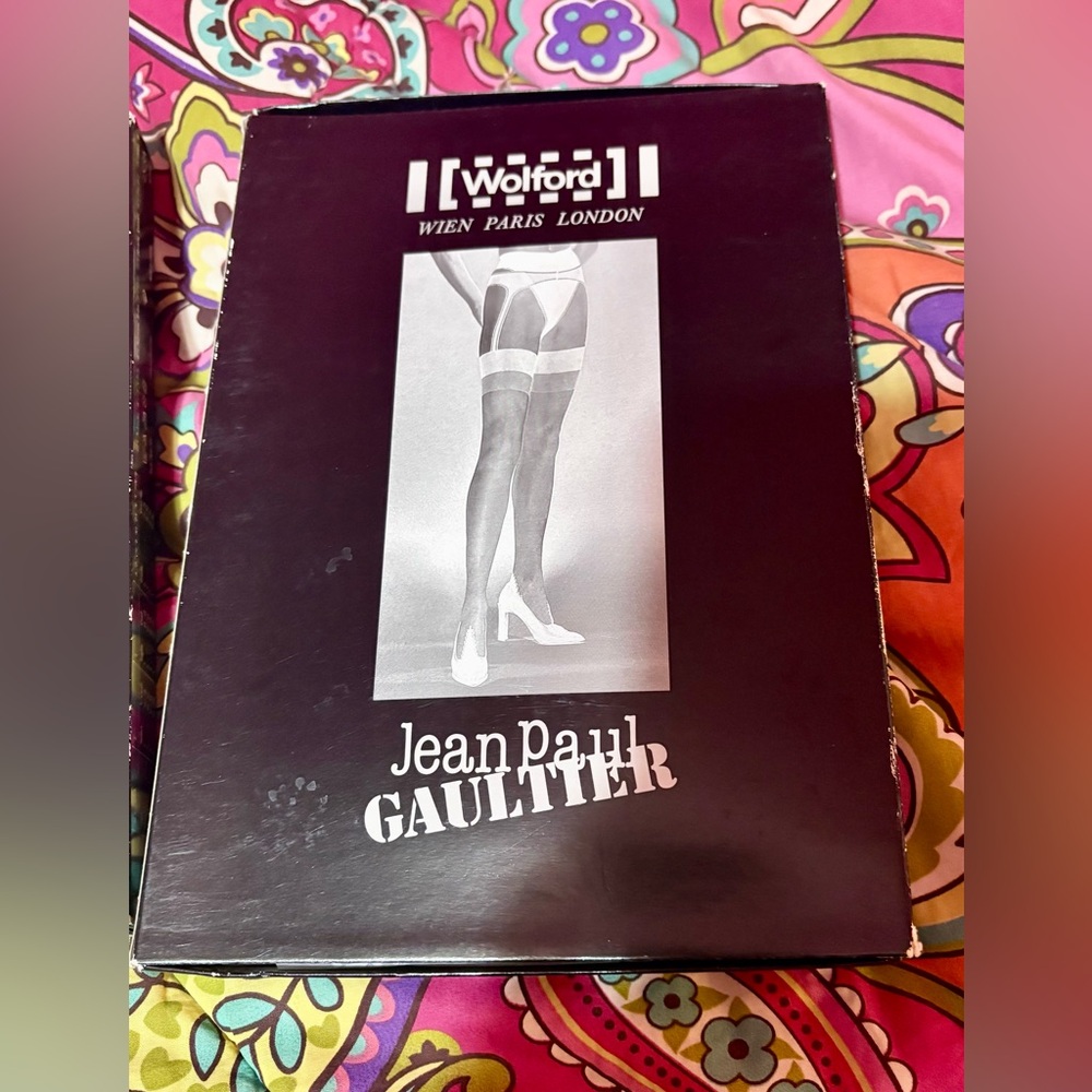 RARE NIB Jean Paul Gaultier x Wolford Garter Panty Shoes Illusion Stockings Sz S
